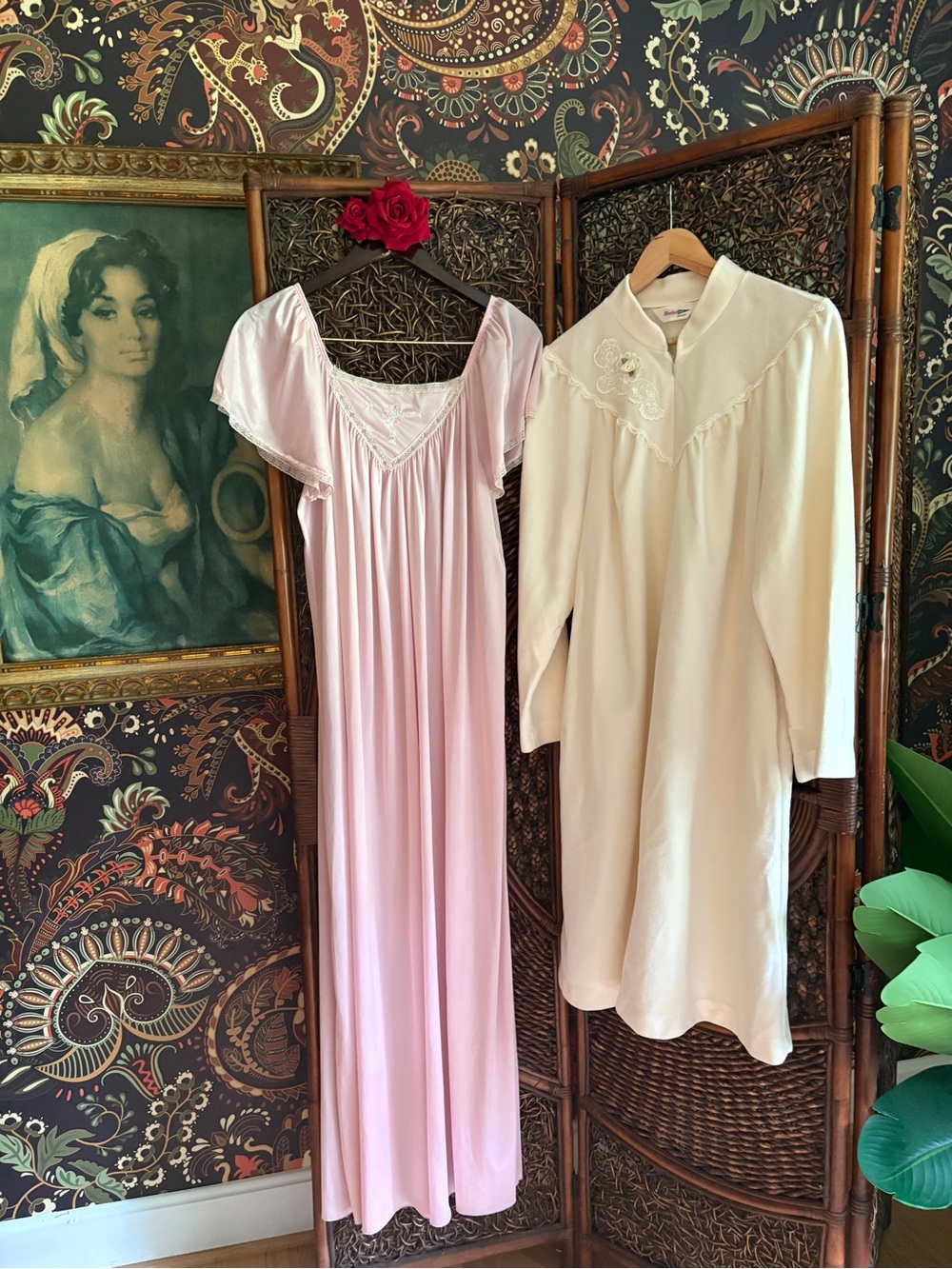 Vintage Cottagecore Sleepwear Set Pembroke Gown & Shadowline Robe M